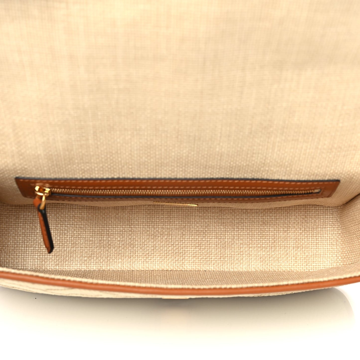 Fendi Raffia Vitello King Lucido FF Embroidered Baguette Alchemy Brandy
