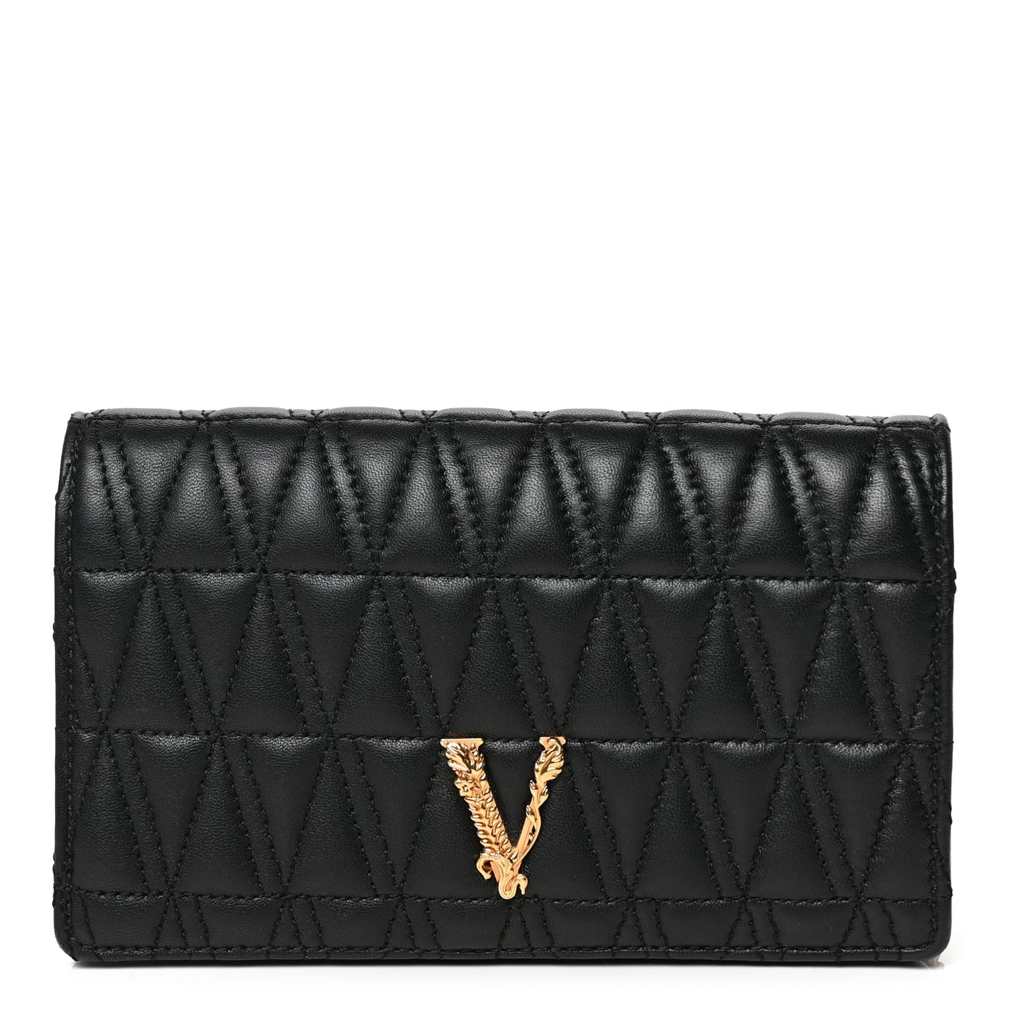 Versace Nappa Quilted Virtus Clutch Bag Black