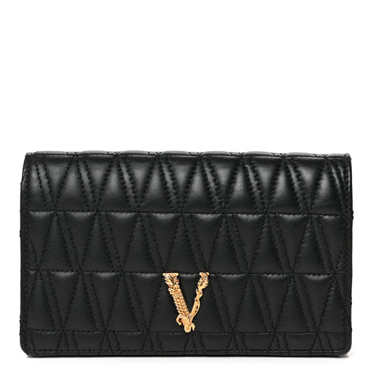 Versace Nappa Quilted Virtus Clutch Bag Black