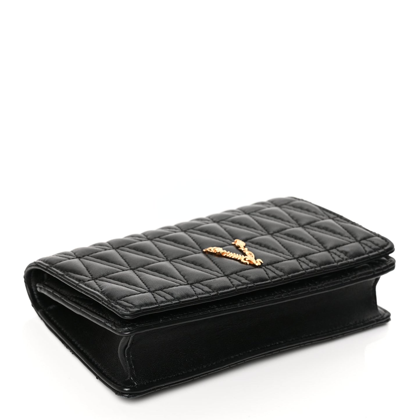 Versace Nappa Quilted Virtus Clutch Bag Black