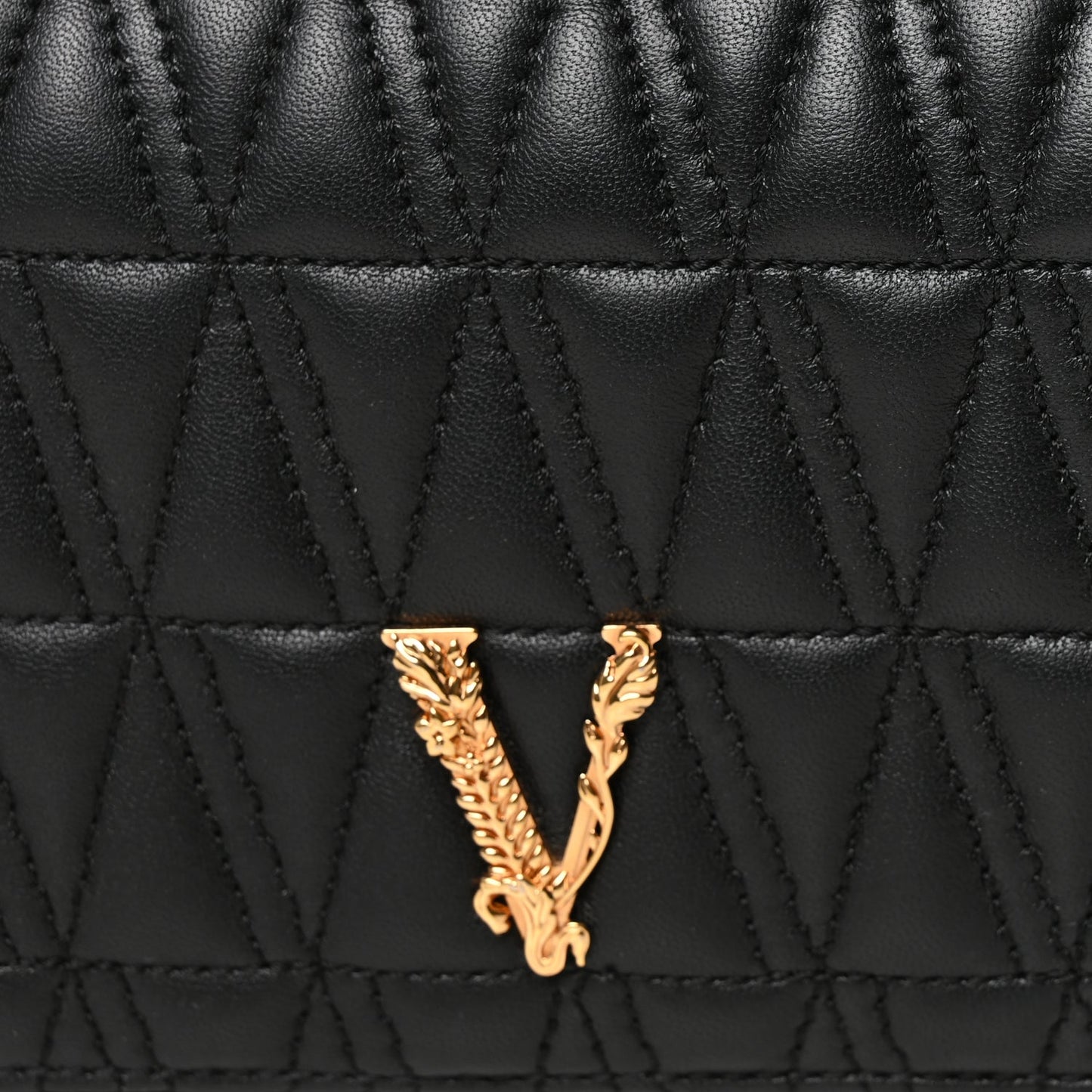 Versace Nappa Quilted Virtus Clutch Bag Black
