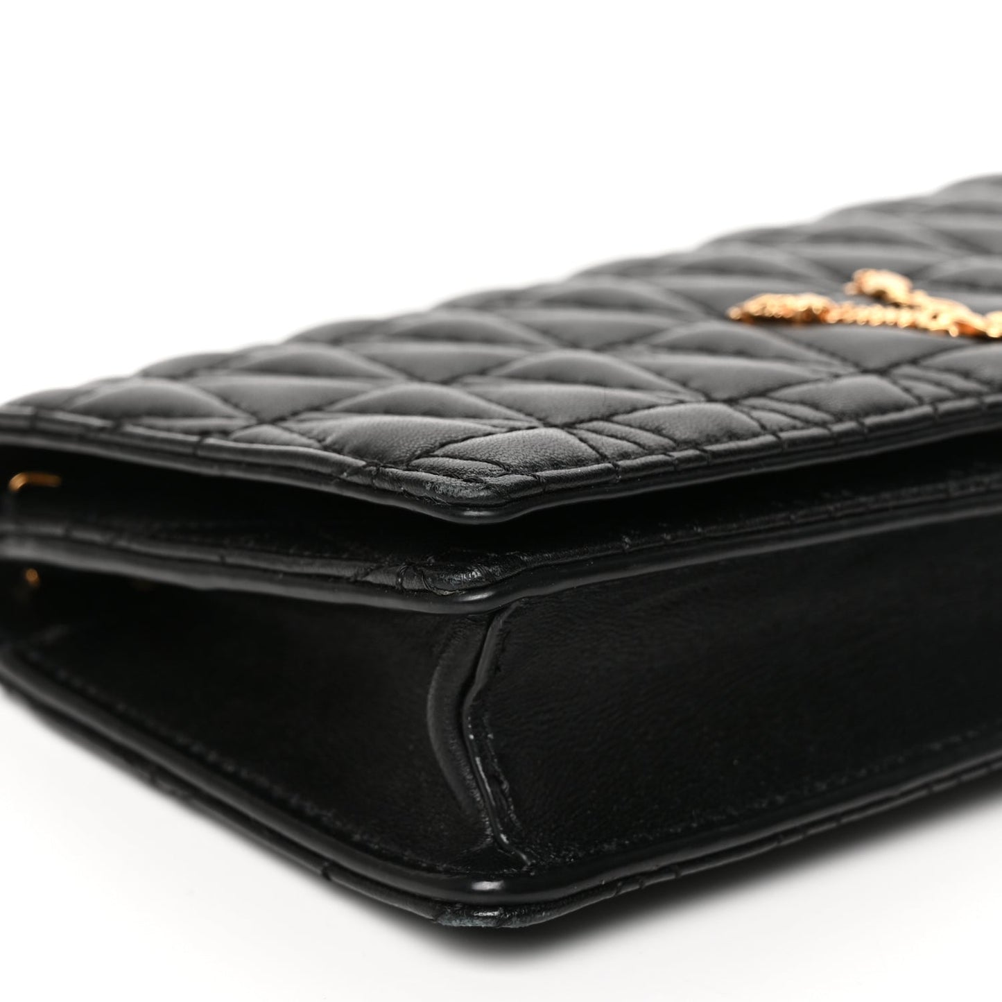 Versace Nappa Quilted Virtus Clutch Bag Black