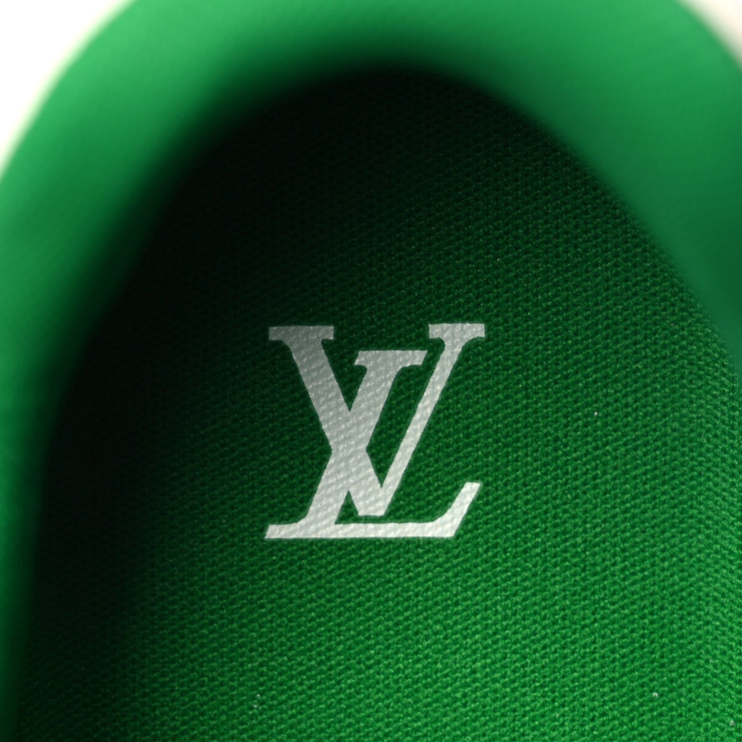 Louis Vuitton Grained Calfskin Script Mens LV Trainer Sneakers 10 Green