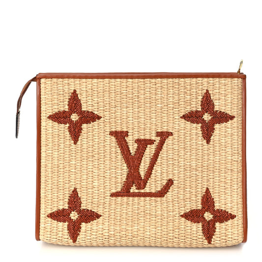 Louis Vuitton Raffia Monogram Giant Toiletry Pouch 26 Tan