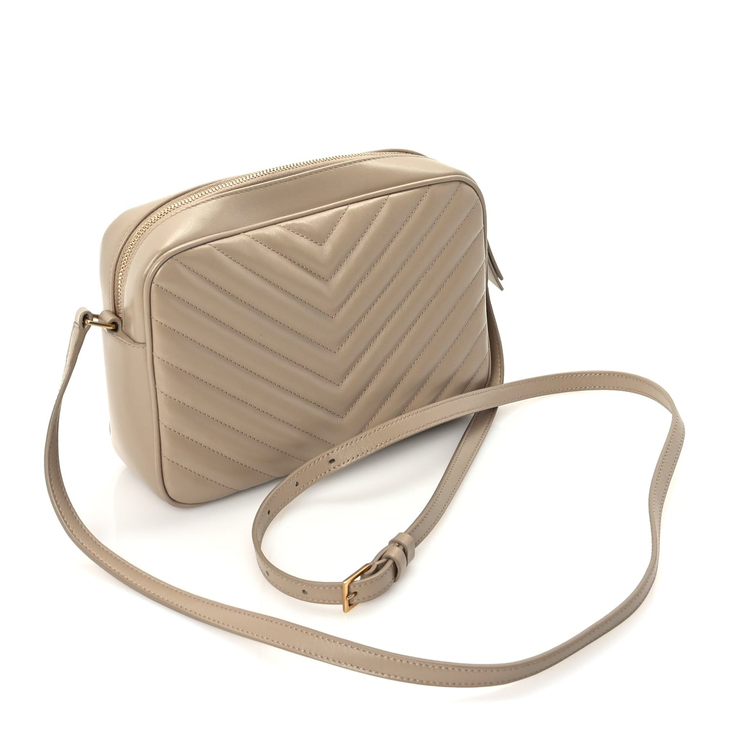 Saint Laurent Calfskin Matelasse Monogram Lou Camera Bag Dark Beige