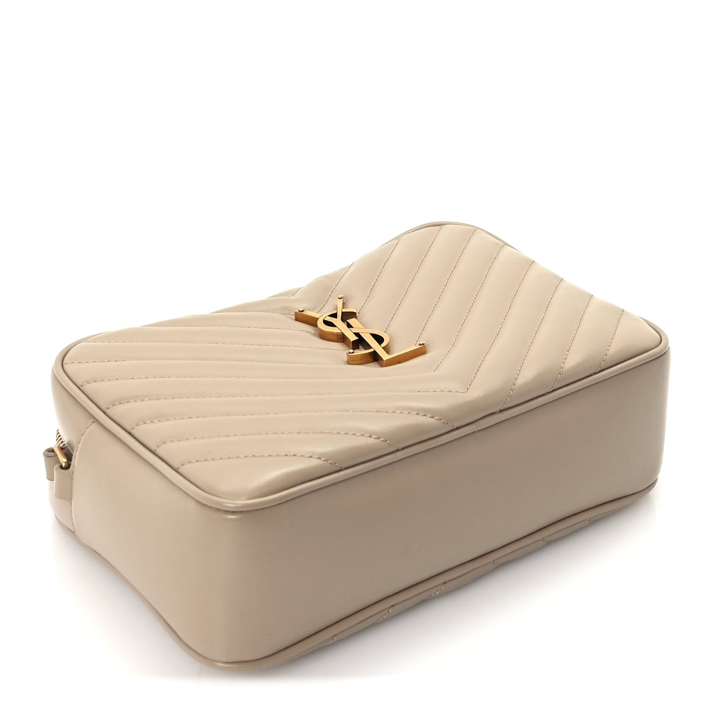 Saint Laurent Calfskin Matelasse Monogram Lou Camera Bag Dark Beige