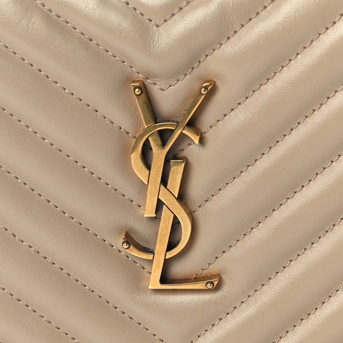 Saint Laurent Calfskin Matelasse Monogram Lou Camera Bag Dark Beige