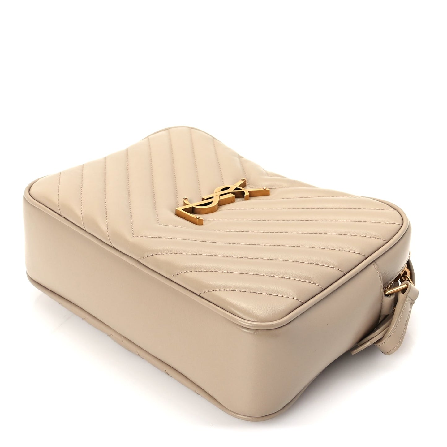 Saint Laurent Calfskin Matelasse Monogram Lou Camera Bag Dark Beige