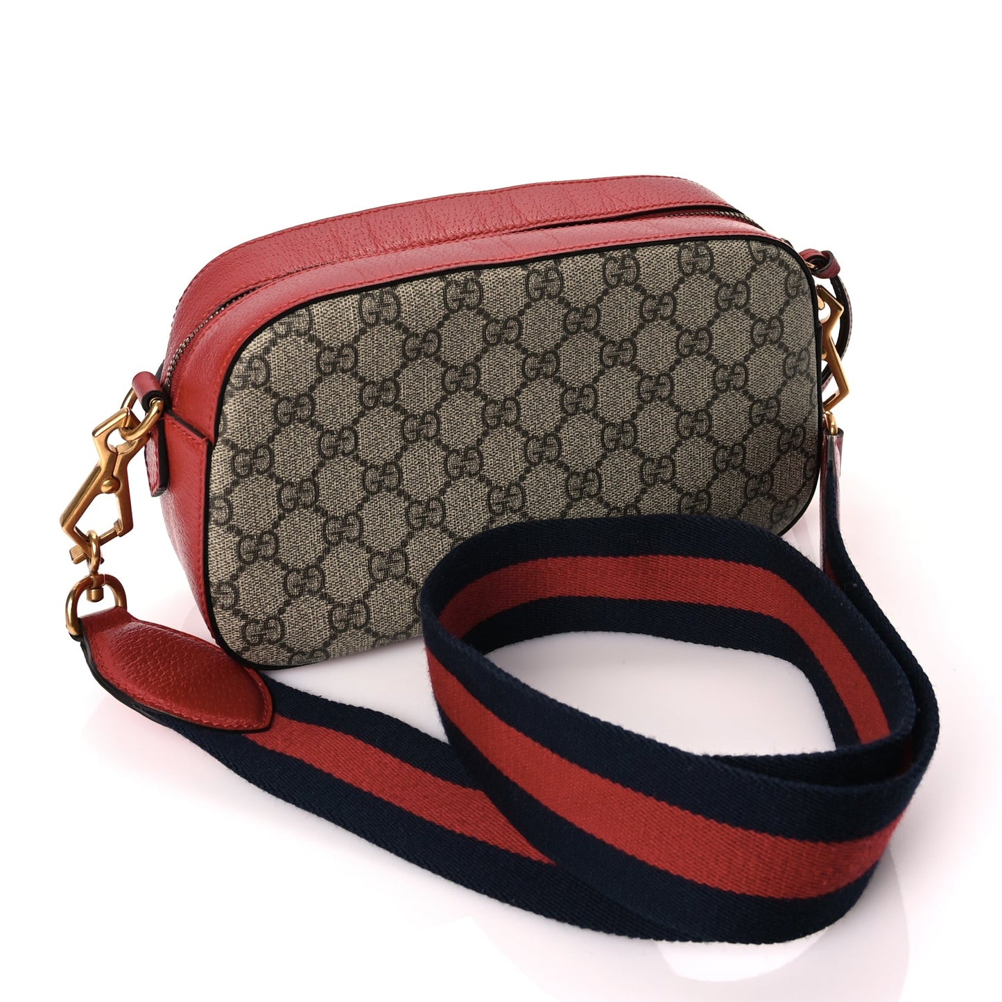 Gucci GG Supreme Monogram Web Neo Vintage Shoulder Bag Beige Red