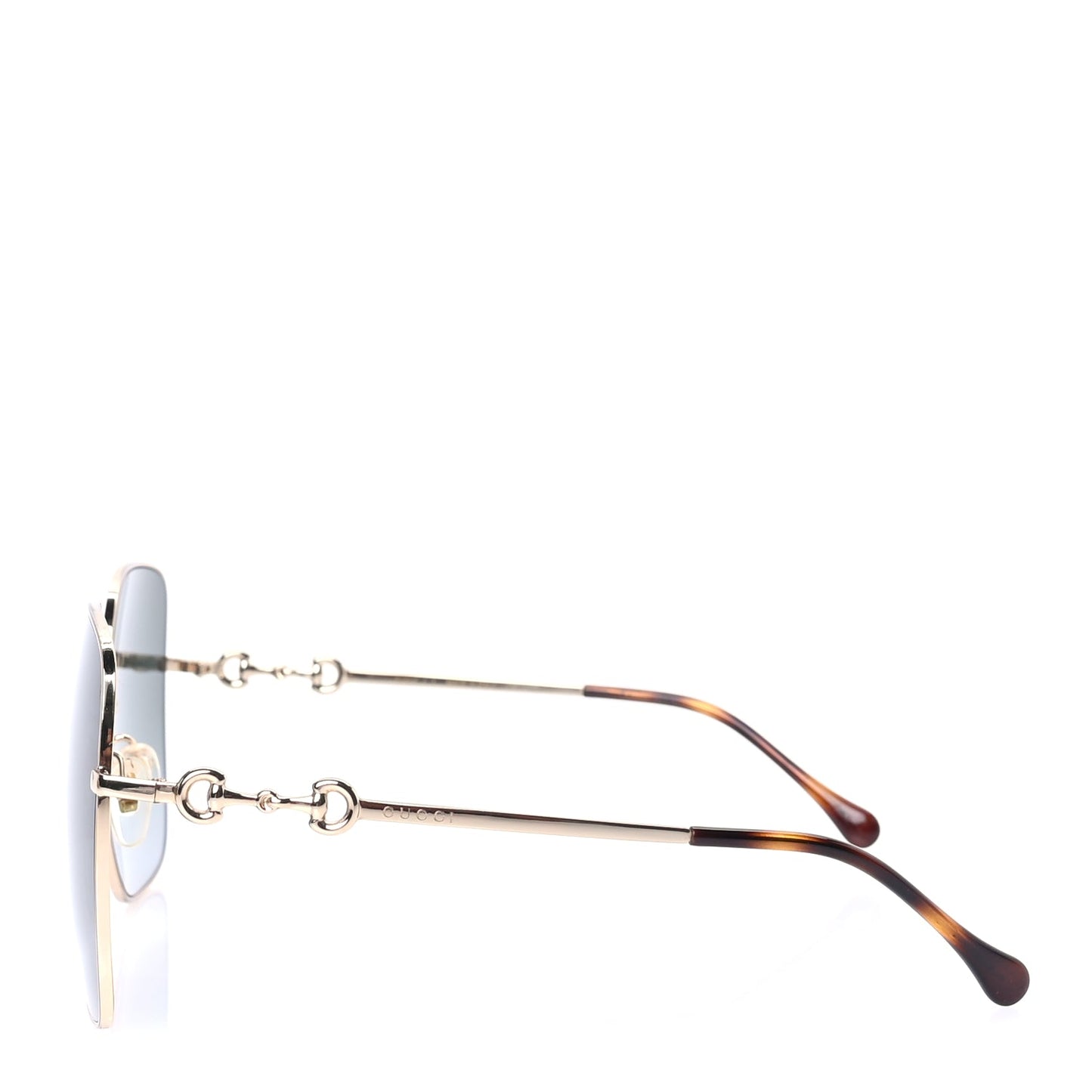 Gucci Metal Horsebit Square Sunglasses GG0879S Gold