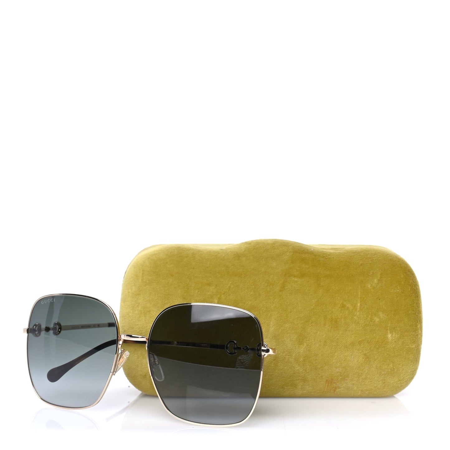 Gucci Metal Horsebit Square Sunglasses GG0879S Gold
