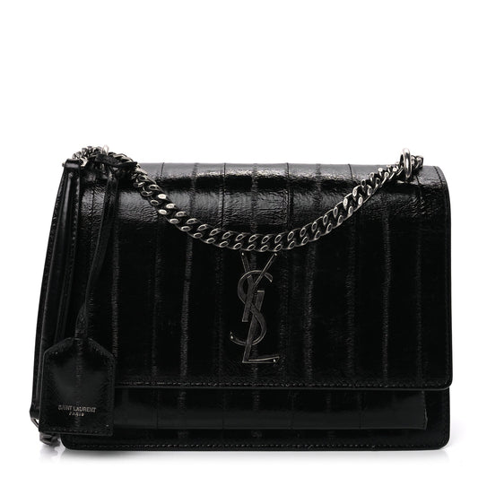 Saint Laurent Glossy Eelskin Medium Monogram Sunset Black