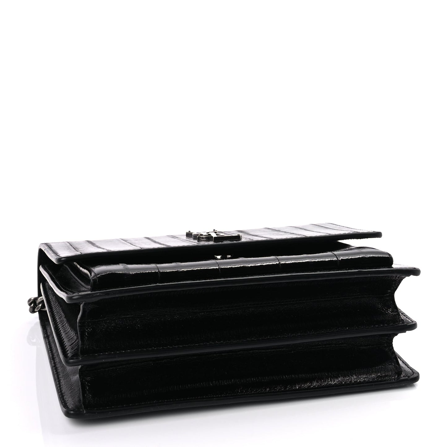 Saint Laurent Glossy Eelskin Medium Monogram Sunset Black