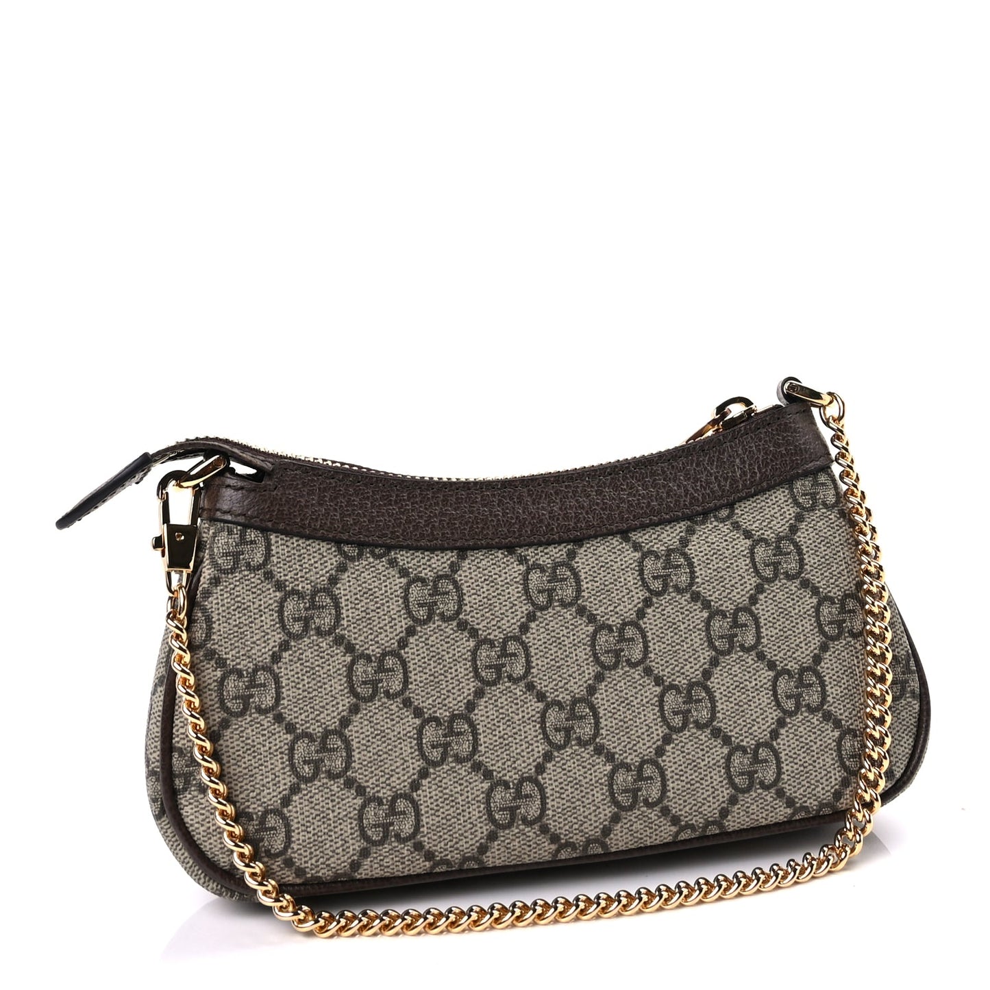 Gucci GG Supreme Monogram Textured Dollar Calfskin Mini Ophidia Chain Bag Beige Ebony