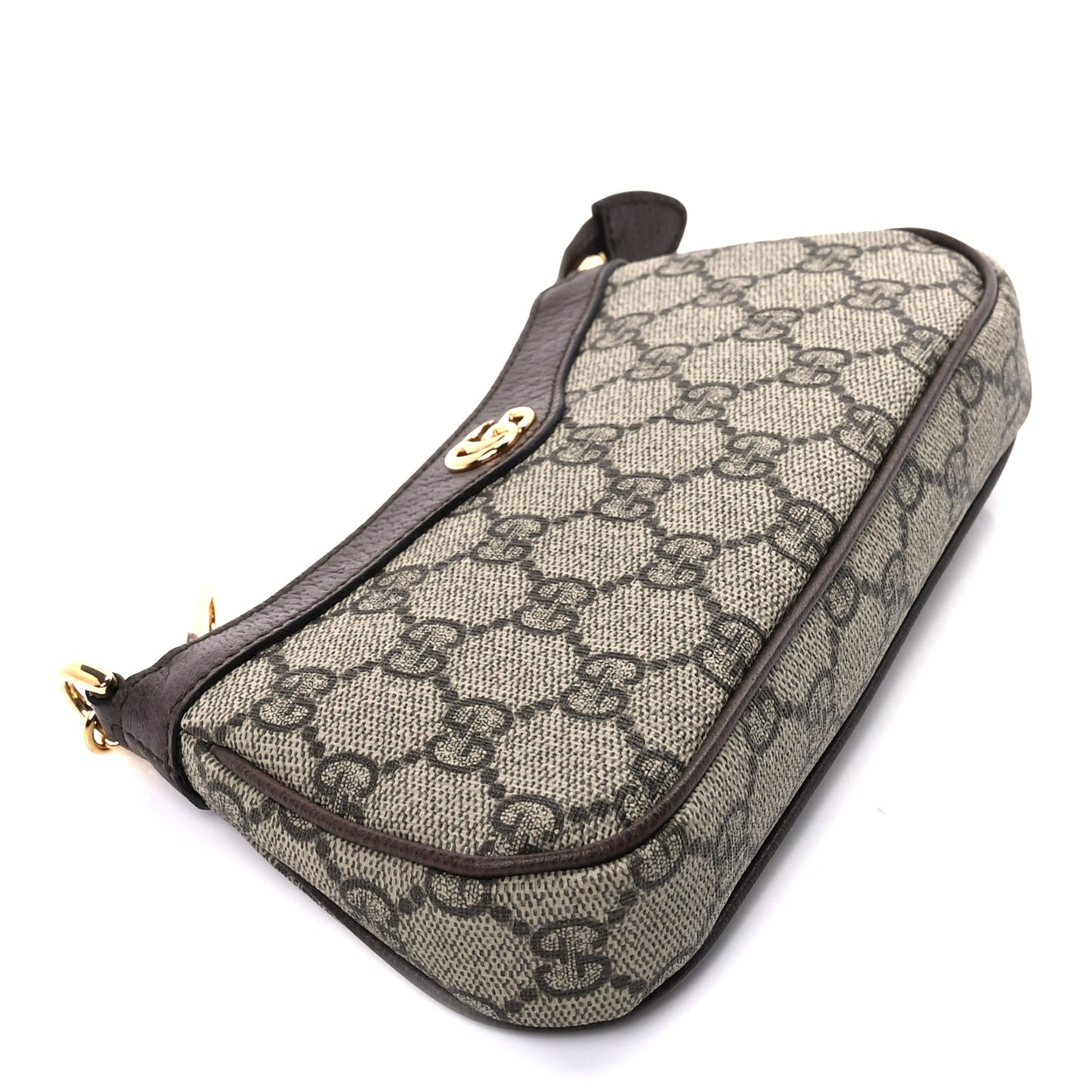 Gucci GG Supreme Monogram Textured Dollar Calfskin Mini Ophidia Chain Bag Beige Ebony