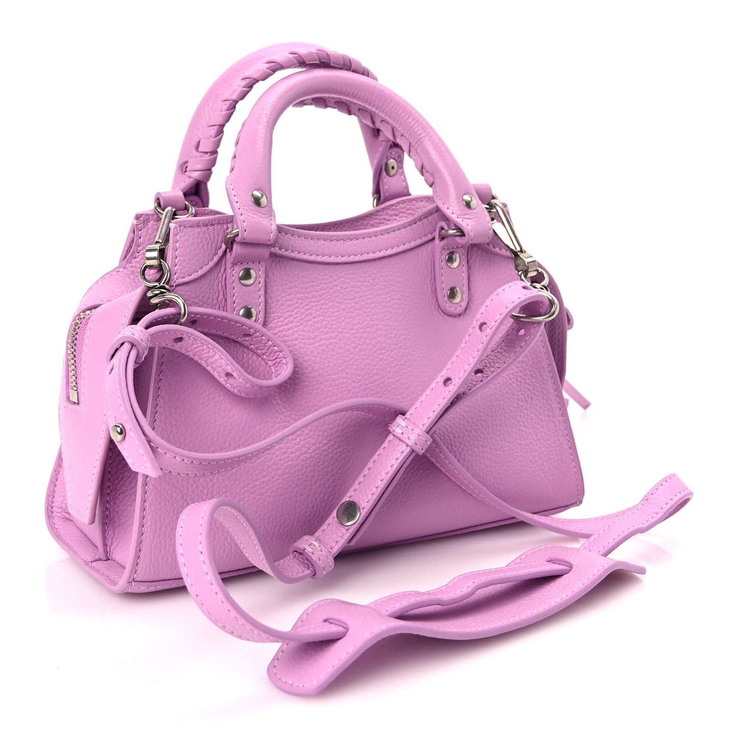 Balenciaga Grained Calfskin Neo Classic Silver Hardware Mini City Lilac