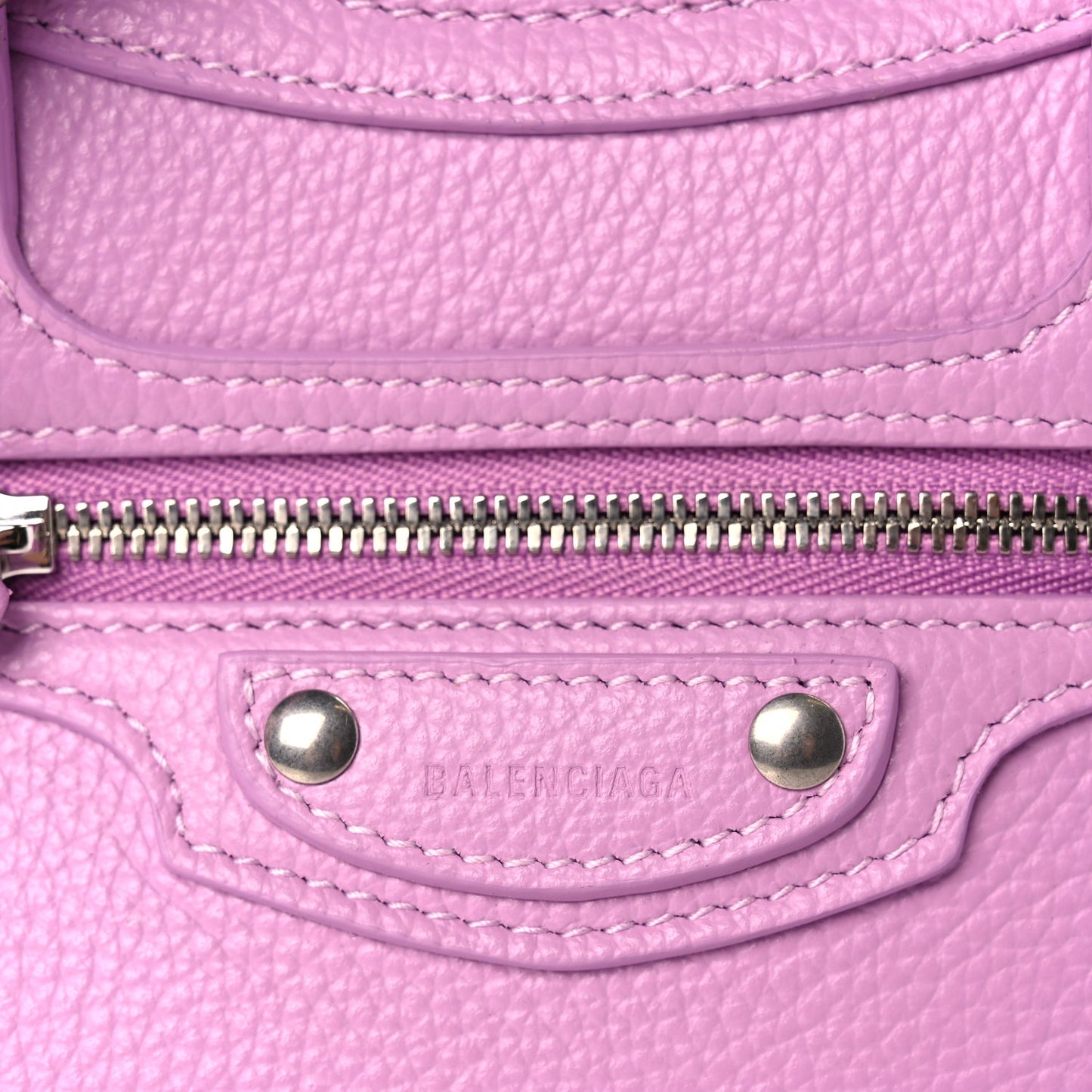 Balenciaga Grained Calfskin Neo Classic Silver Hardware Mini City Lilac
