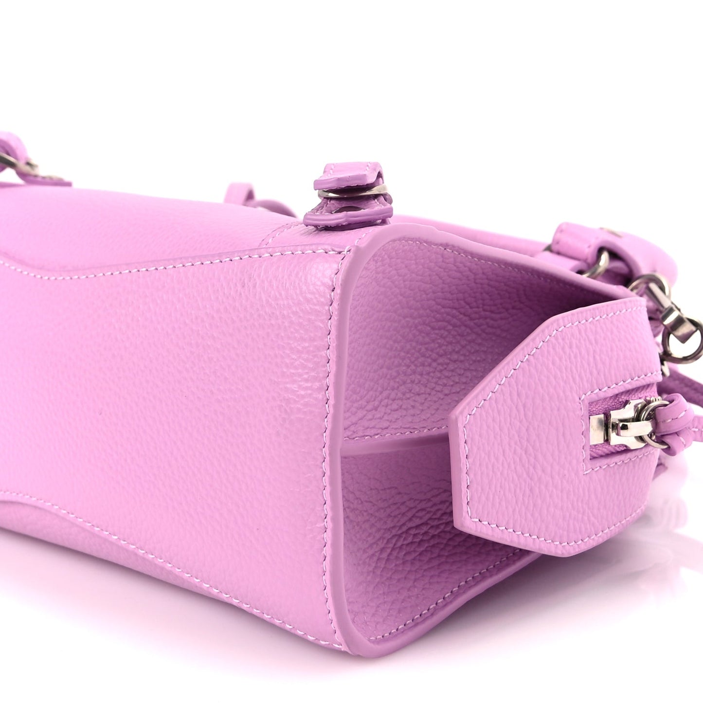 Balenciaga Grained Calfskin Neo Classic Silver Hardware Mini City Lilac