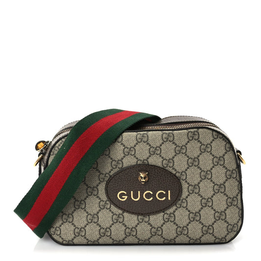 Gucci GG Supreme Monogram Web Neo Vintage Shoulder Bag New Acero Crop