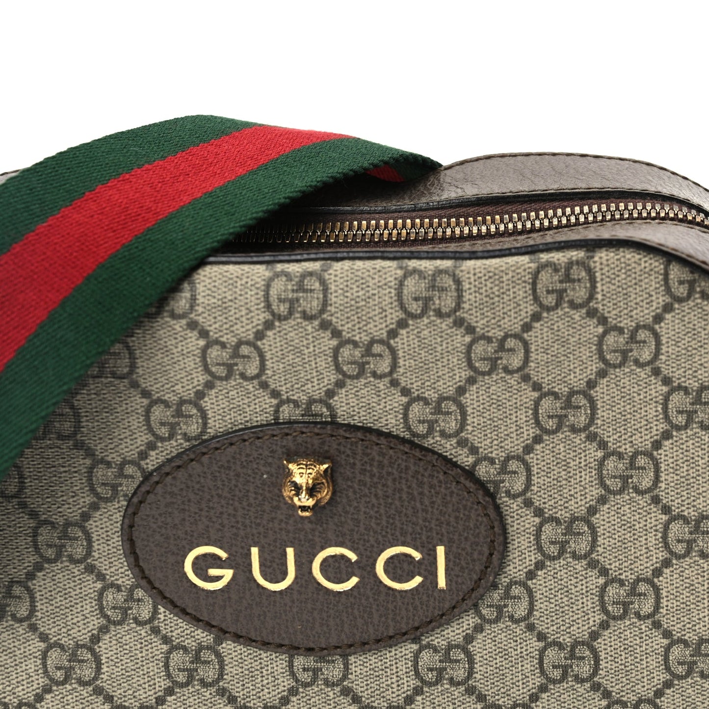Gucci GG Supreme Monogram Web Neo Vintage Shoulder Bag New Acero Crop