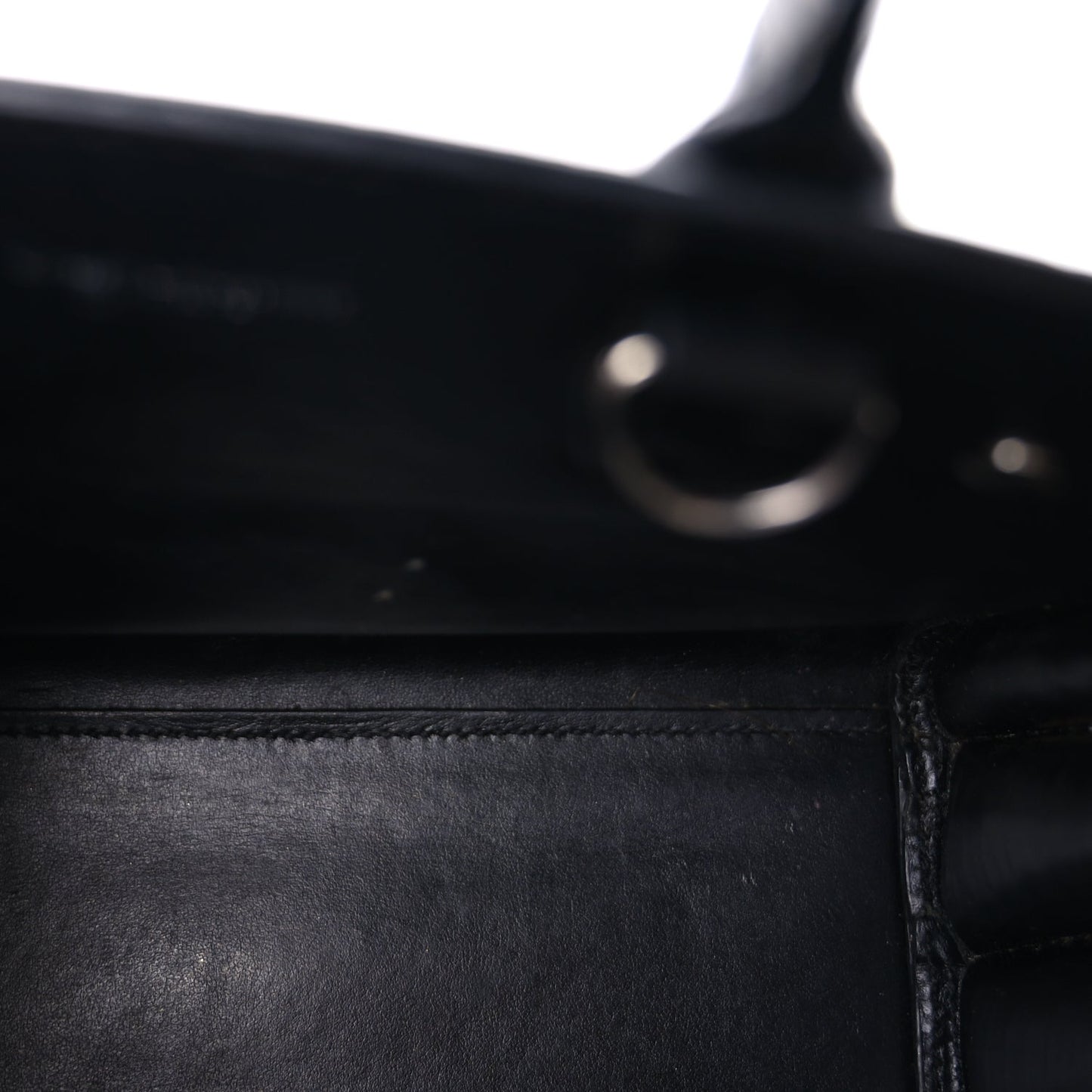 Saint Laurent Calfskin Crocodile Embossed Nano Sac De Jour  Black