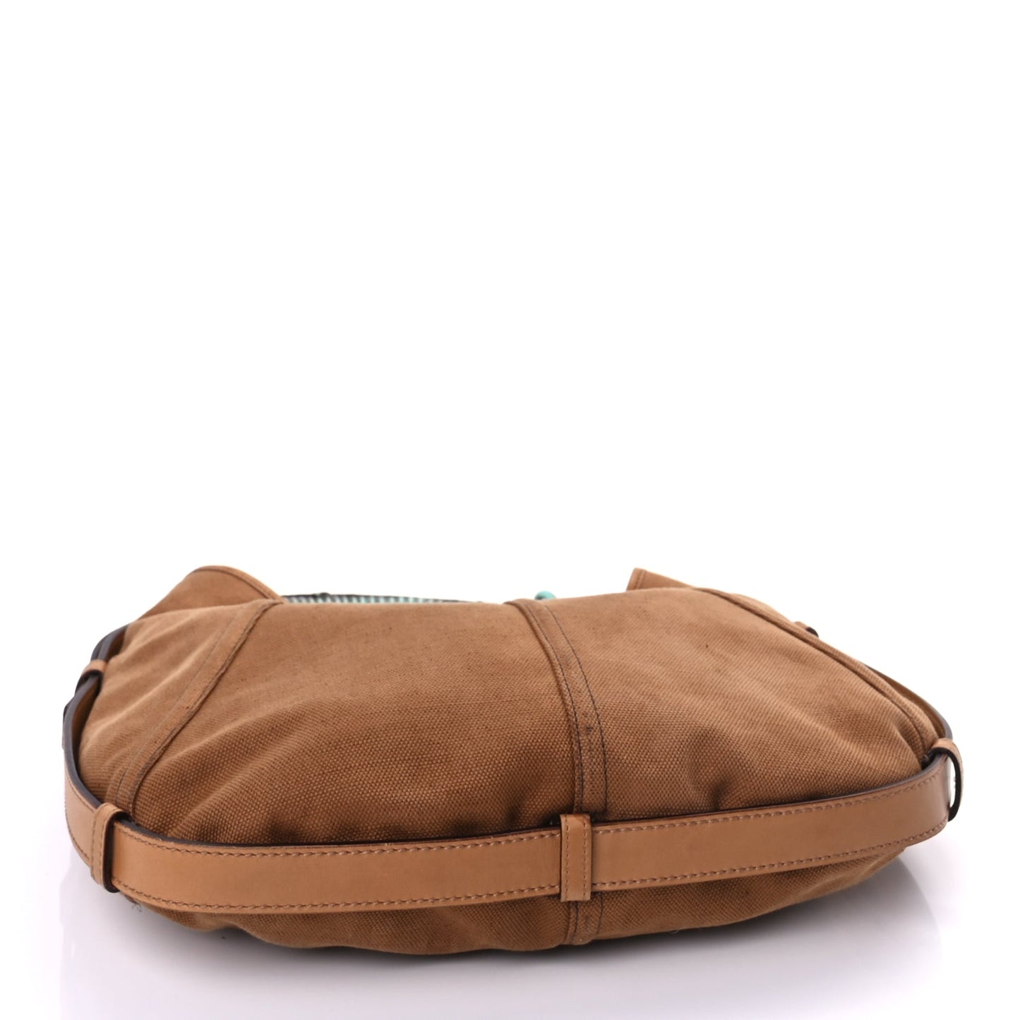 Saint Laurent Canvas Mombasa Hobo Tan Turquoise