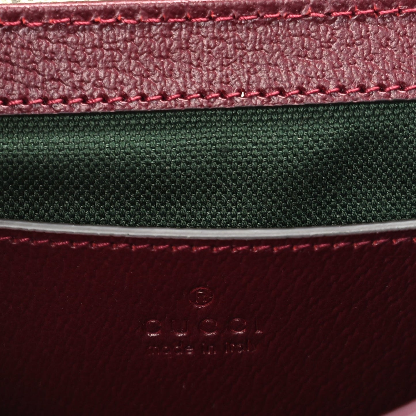 Gucci GG Supreme Monogram Textured Dollar Calfskin Small Ophidia Top Handle Shoulder Bag Beige Bordeaux