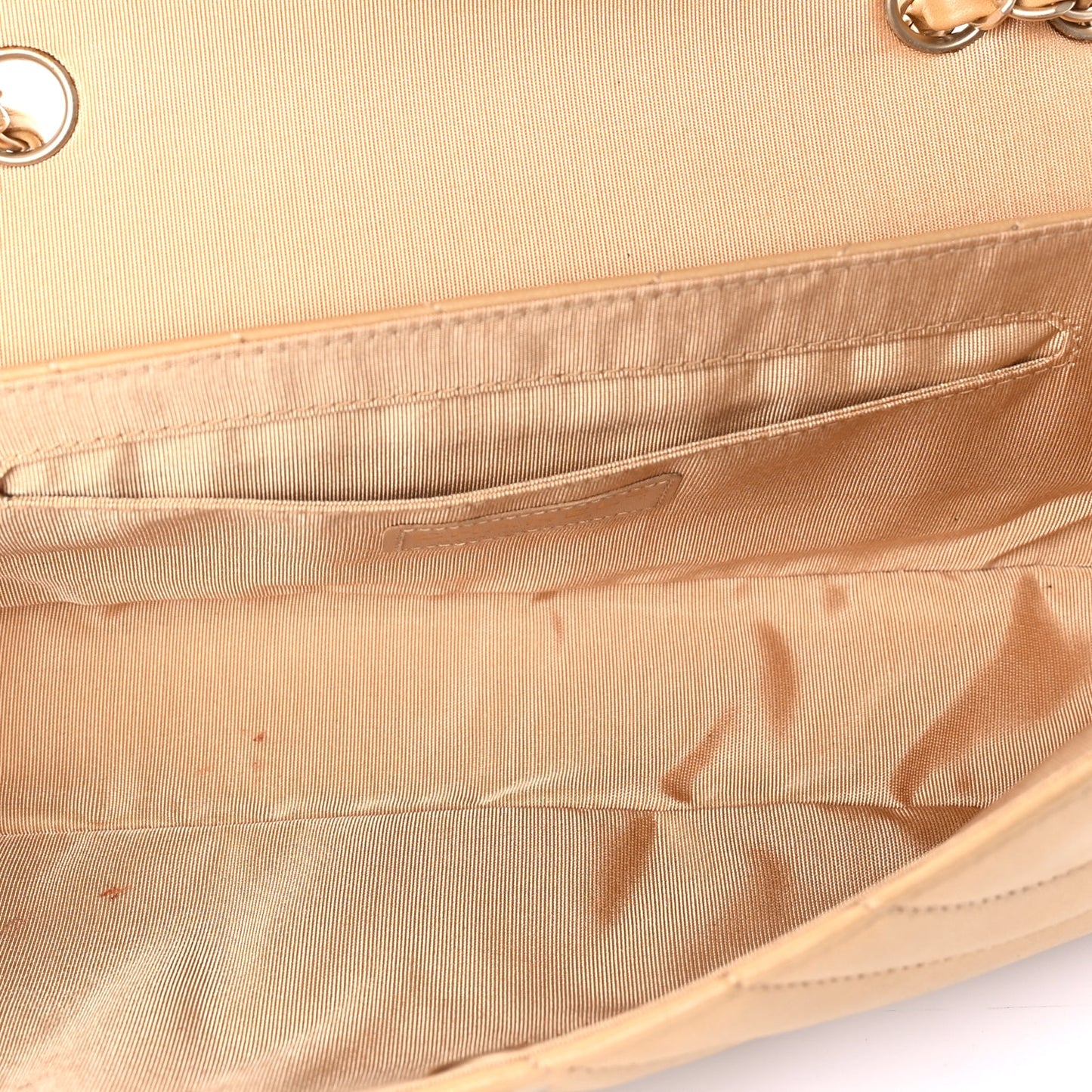 Chanel Lambskin Chevron Small East West Single Flap Bag Beige