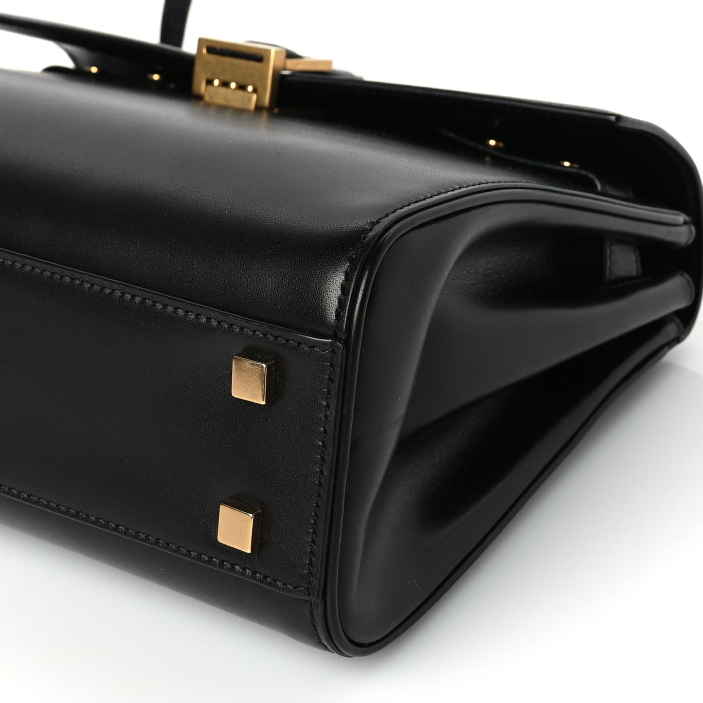 Saint Laurent Shiny Calfskin Le Fermoir Top Handle Bag Black