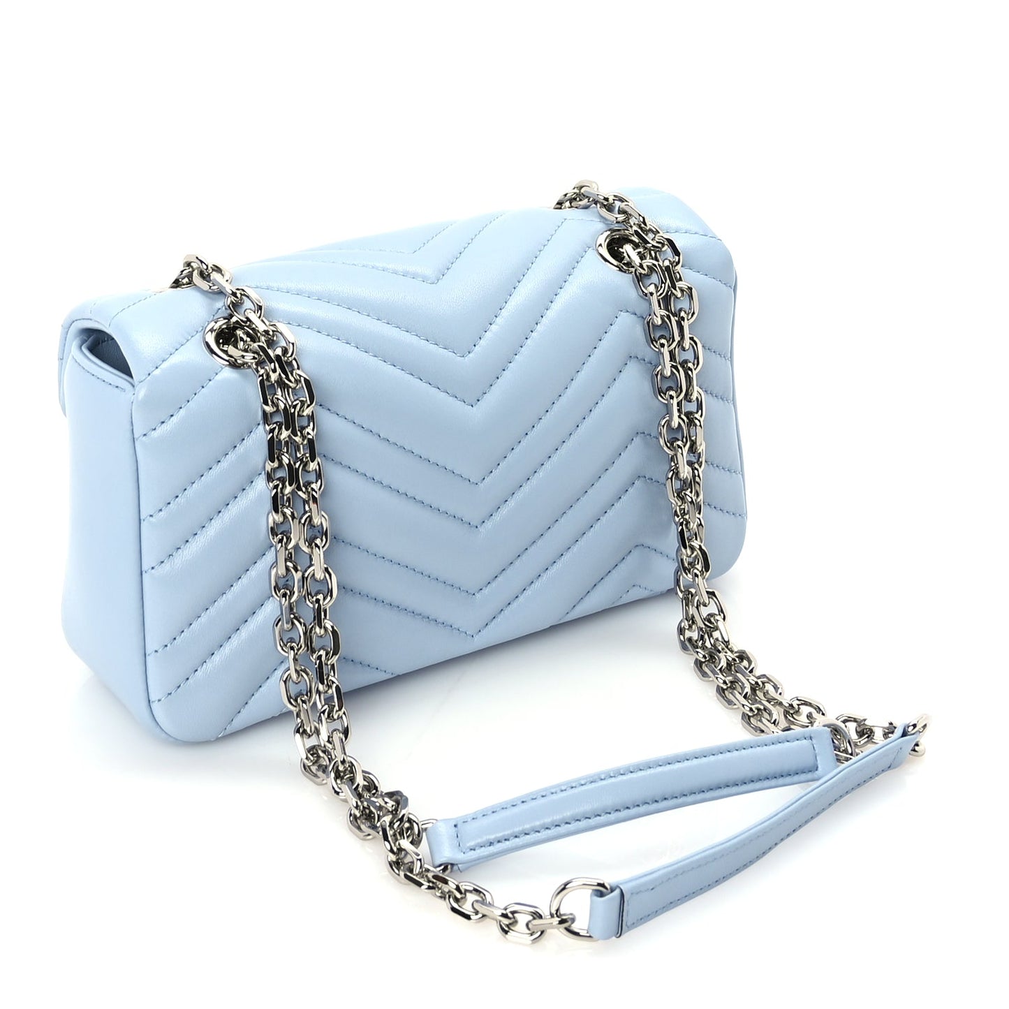 Gucci Lambskin Matelasse Small GG Marmont Shoulder Bag Light Blue