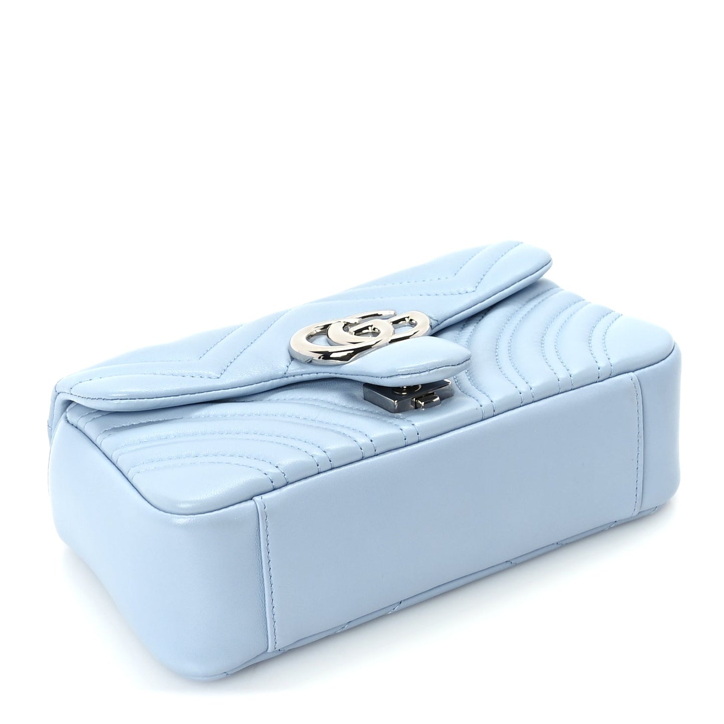 Gucci Lambskin Matelasse Small GG Marmont Shoulder Bag Light Blue