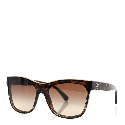 Chanel Acetate Logo Shield Sunglasses 5418  Tortoise
