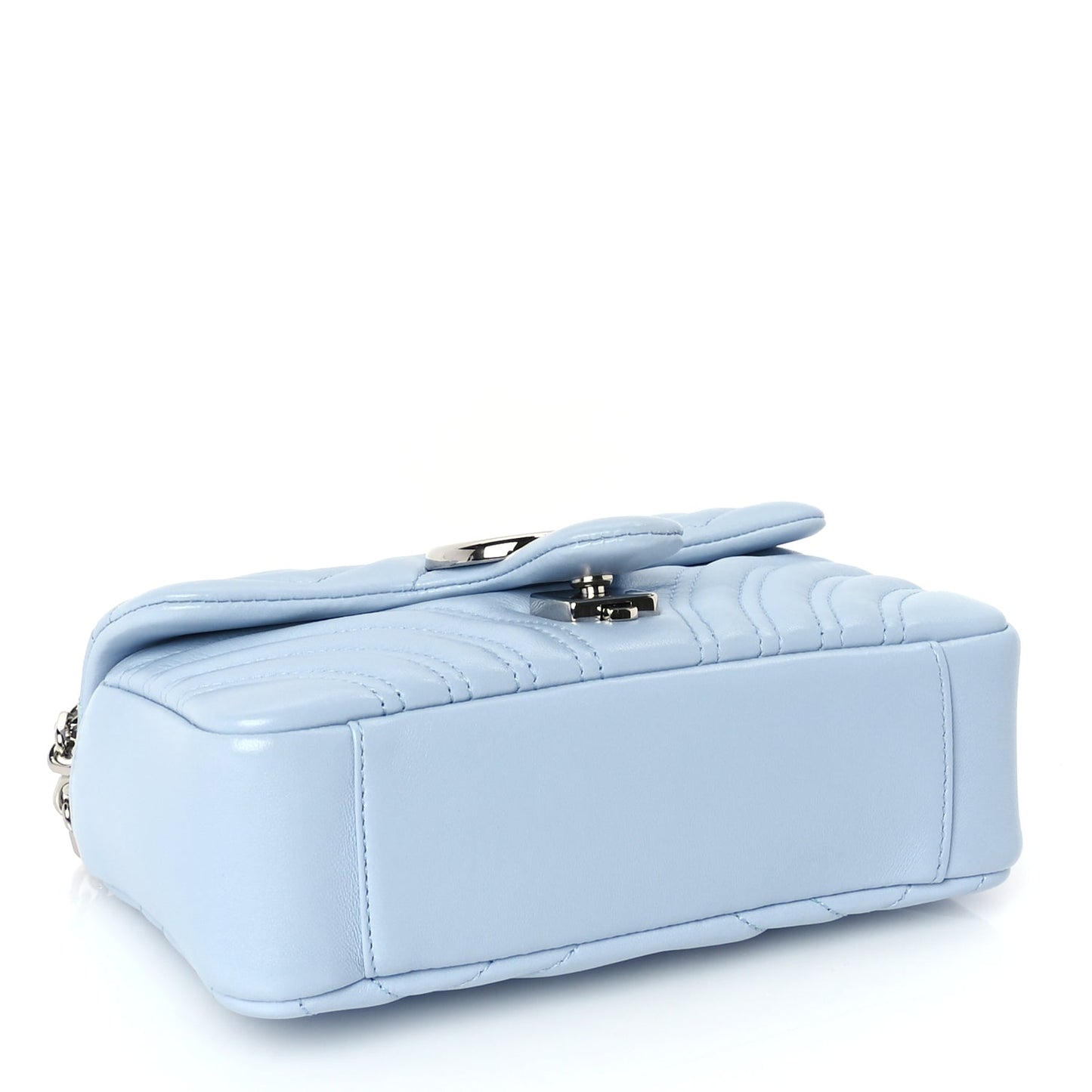 Gucci Lambskin Matelasse Small GG Marmont Shoulder Bag  Porcelain Light Blue