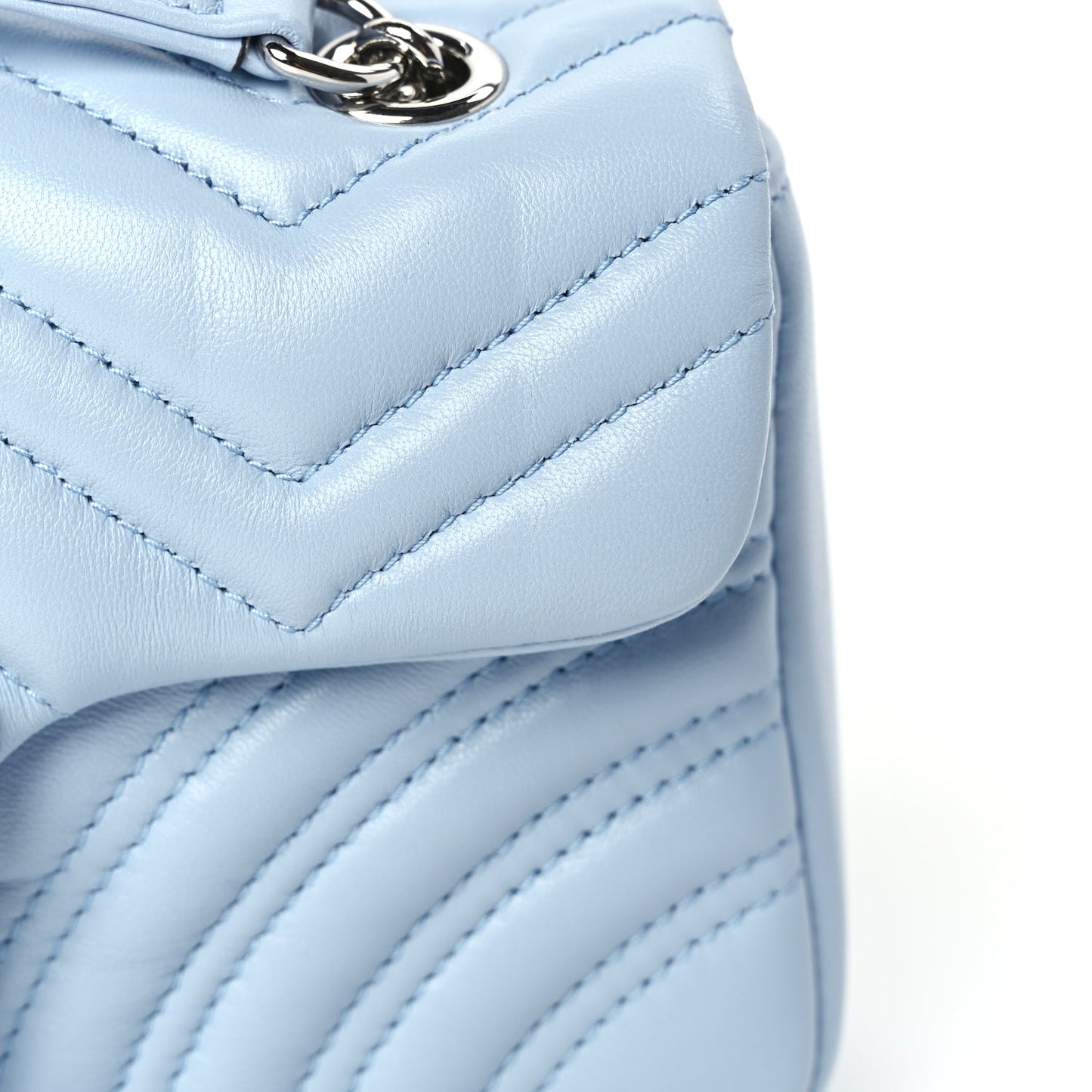 Gucci Lambskin Matelasse Small GG Marmont Shoulder Bag  Porcelain Light Blue