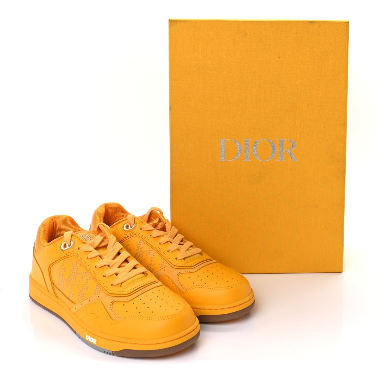 Christian Dior Smooth Calfskin Oblique Galaxy Mens B27 Low Top Sneakers 42  Yellow