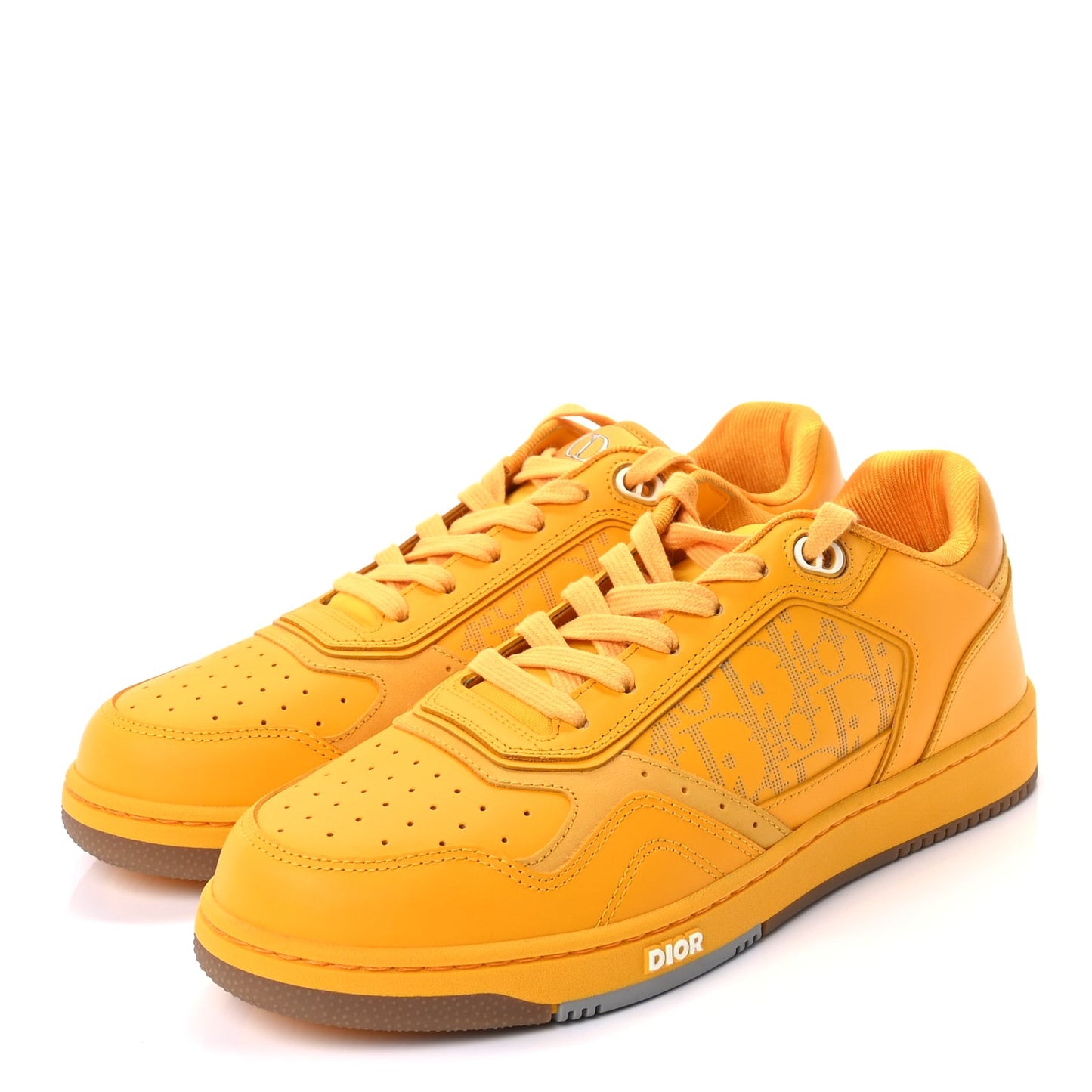 Christian Dior Smooth Calfskin Oblique Galaxy Mens B27 Low Top Sneakers 42  Yellow