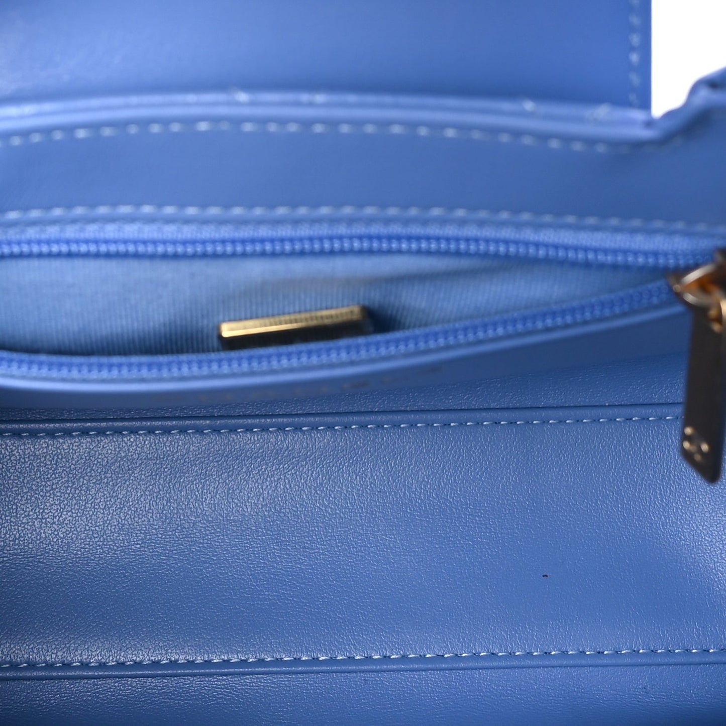 Chanel Shiny Aged Calfskin Quilted Nano Kelly Shopper Blue Blue