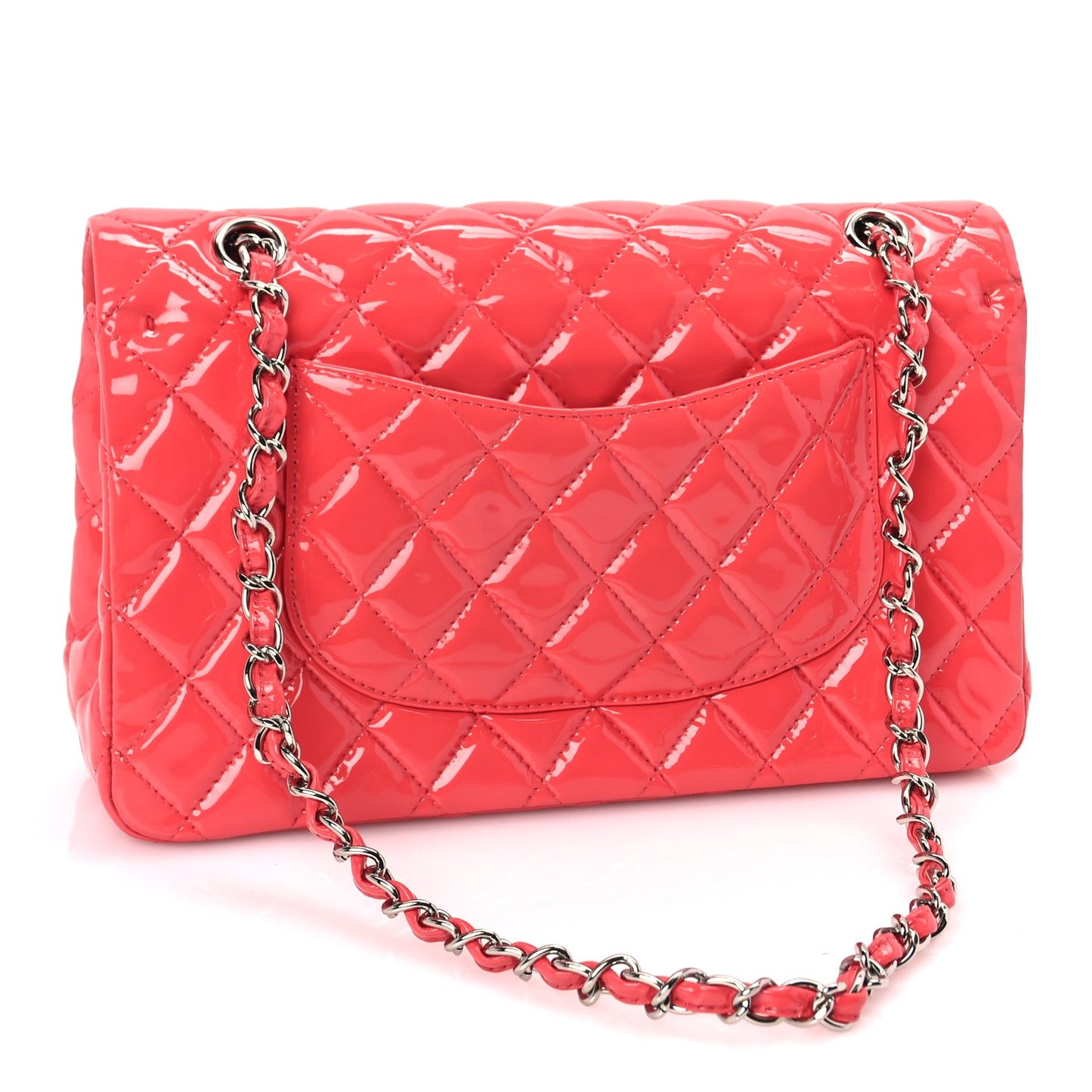 Chanel Patent Calfskin Quilted Medium Double Flap Dark Pink