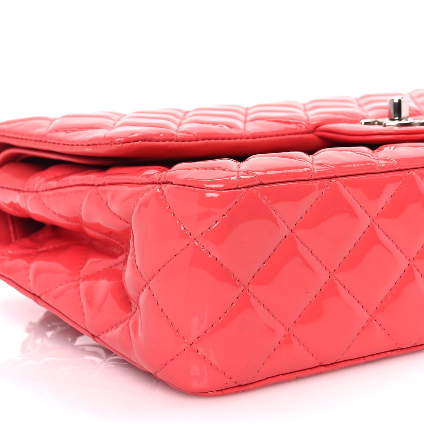 Chanel Patent Calfskin Quilted Medium Double Flap Dark Pink
