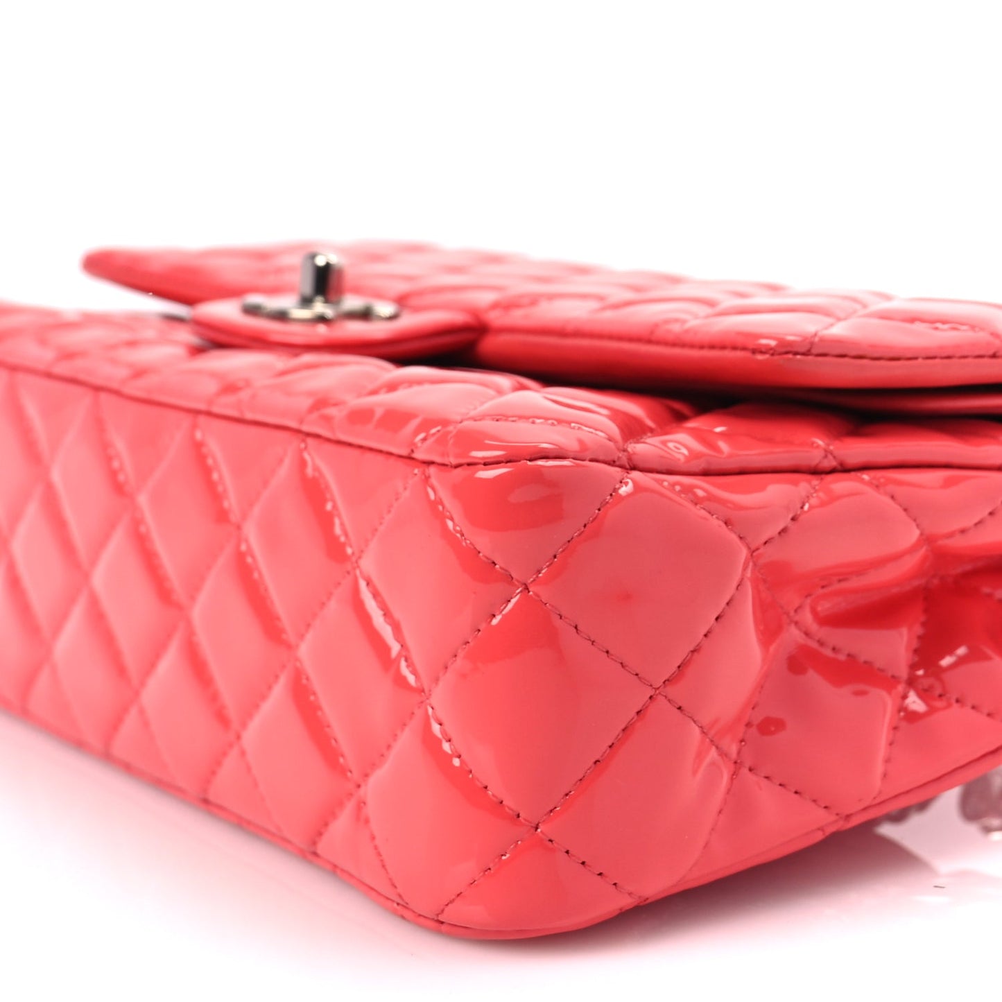 Chanel Patent Calfskin Quilted Medium Double Flap Dark Pink