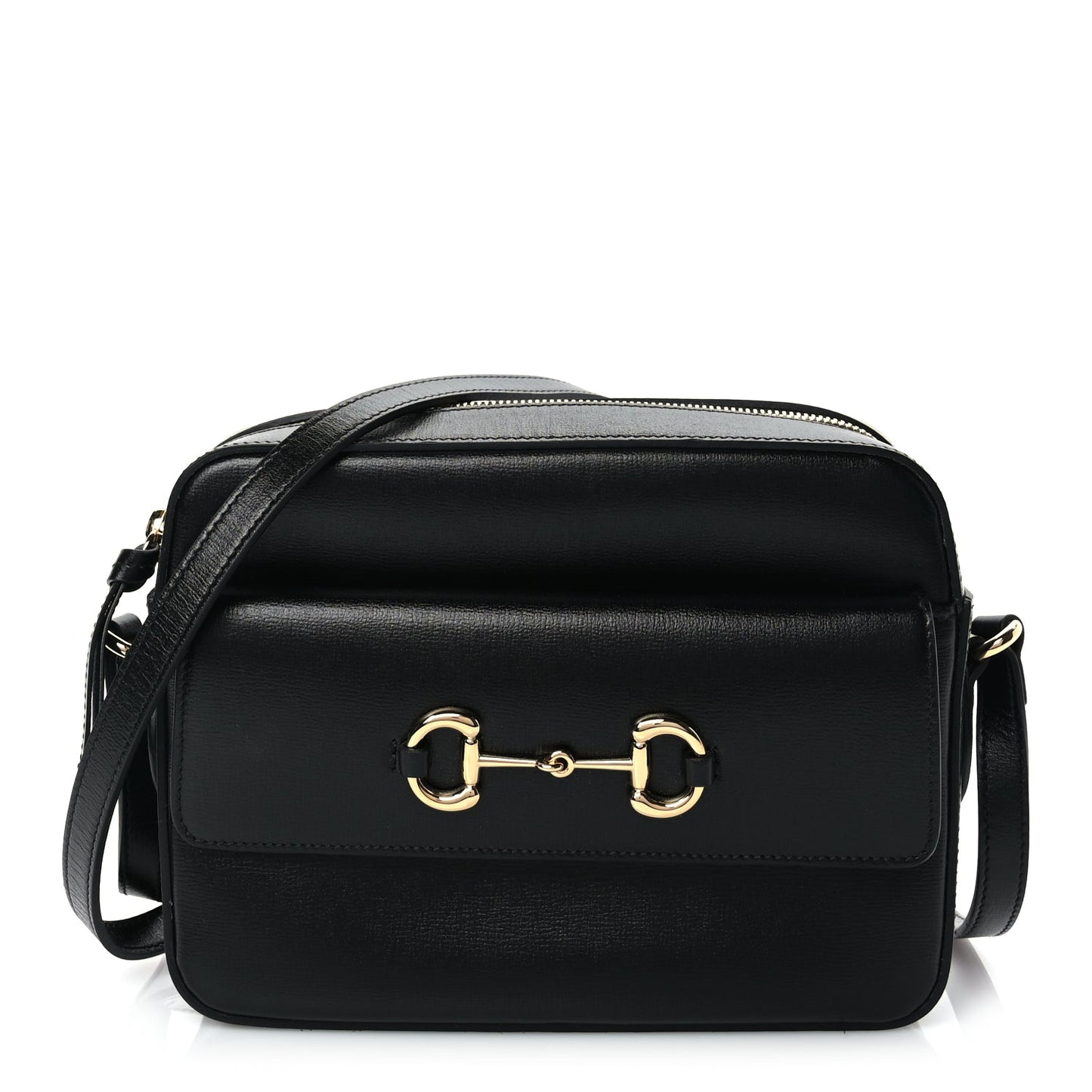 Gucci Textured Calfskin Small Horsebit 1955 Shoulder Bag Black