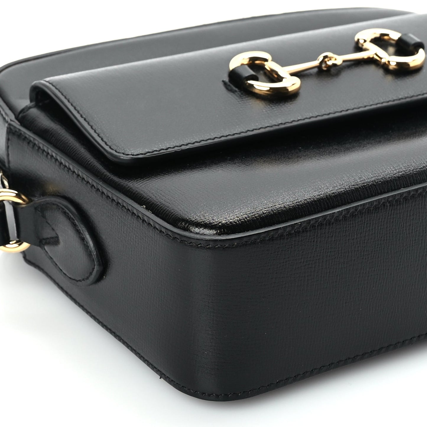 Gucci Textured Calfskin Small Horsebit 1955 Shoulder Bag Black