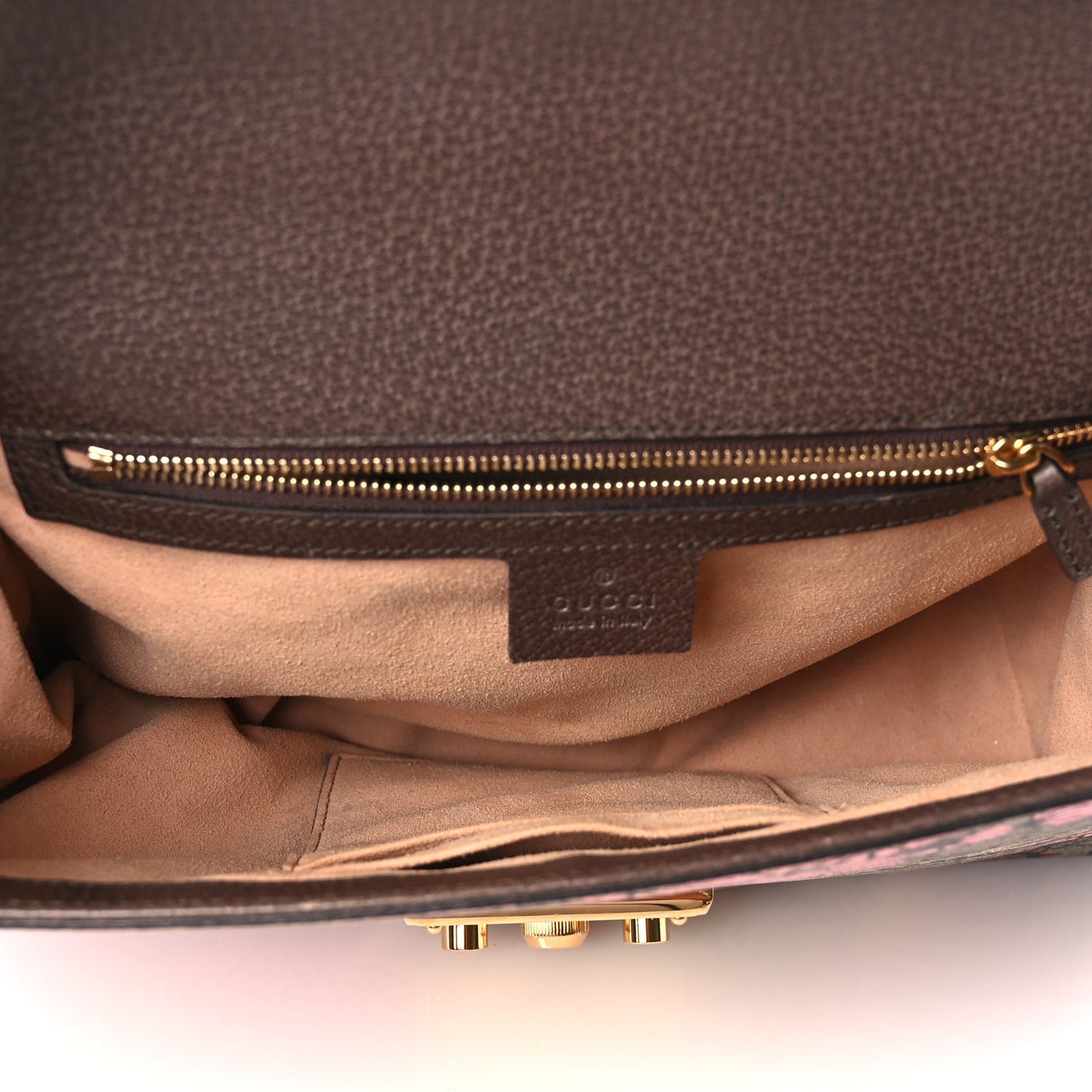 Gucci GG Supreme Monogram Bengal Medium Padlock Shoulder Bag Beige Pink