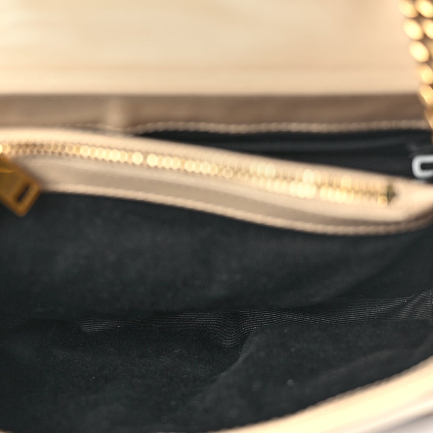 Saint Laurent Calfskin Y Quilted Monogram Small Loulou Chain Satchel Dark Beige