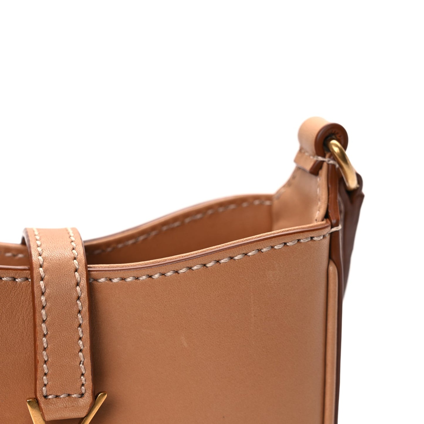 Saint Laurent Smooth Calfskin Le 5 A 7 Vertical Hobo Brown Gold