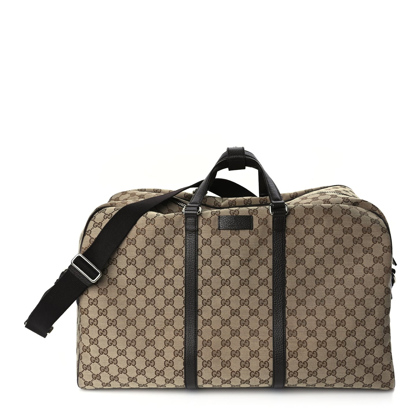 Gucci Monogram Dollar Calfskin Large Boston Duffle Bag Beige Ebony Testa di Moro Marrone Scuro