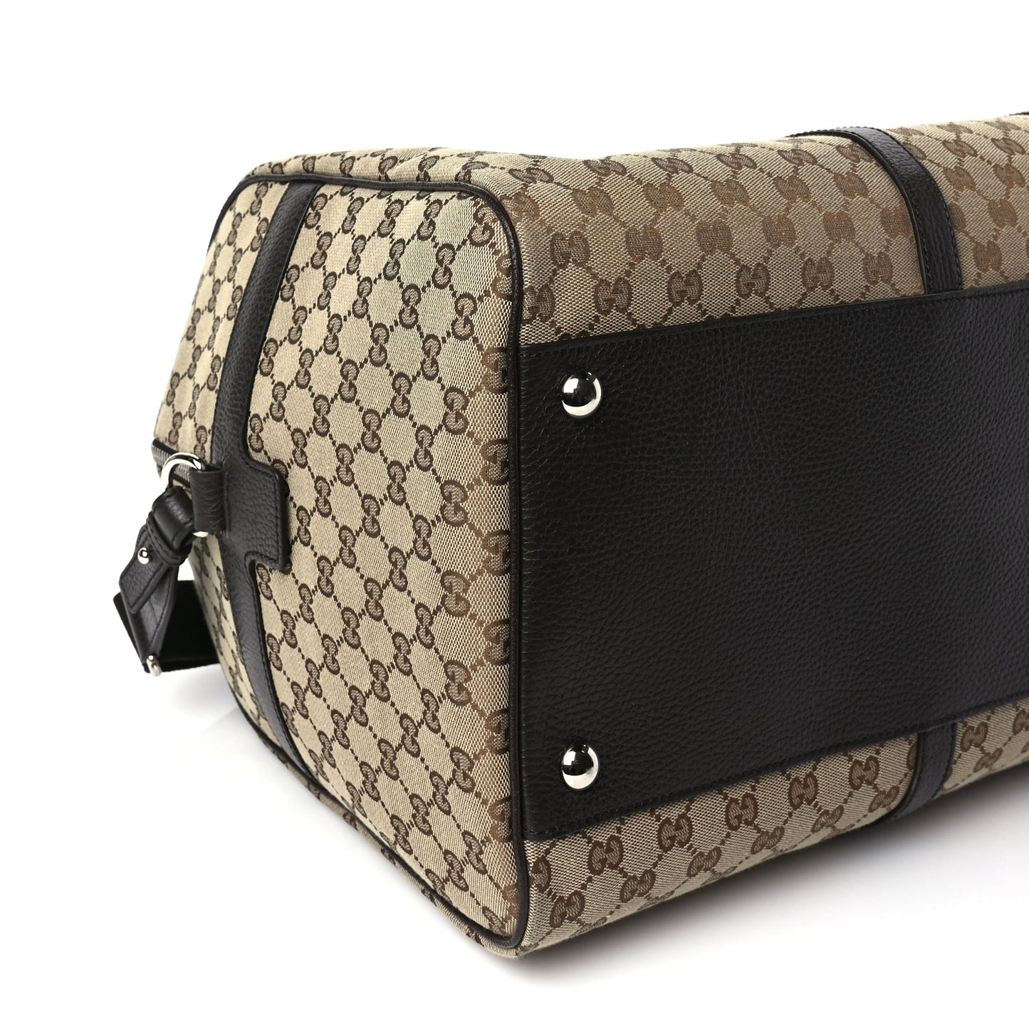 Gucci Monogram Dollar Calfskin Large Boston Duffle Bag Beige Ebony Testa di Moro Marrone Scuro