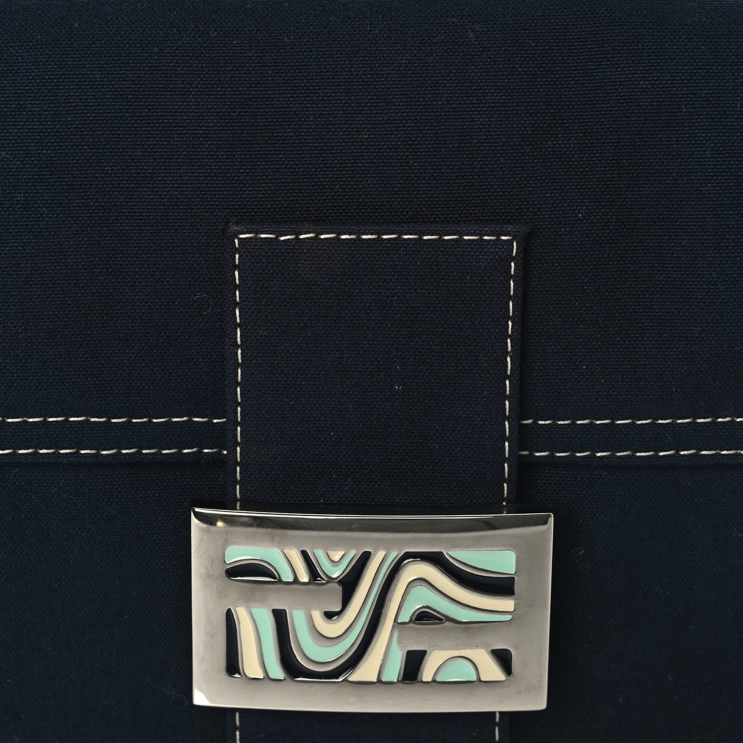 Fendi Canvas Enamel Baguette Blue