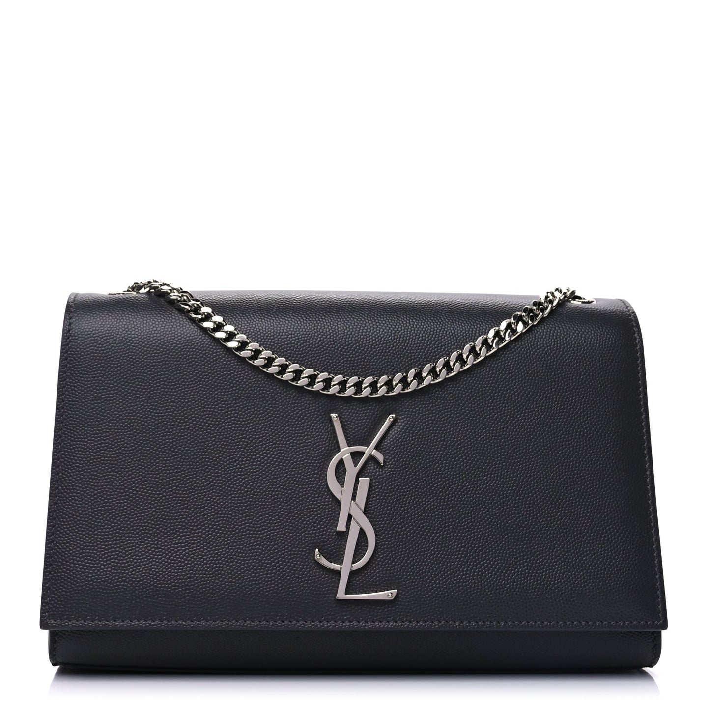 Saint Laurent Grain De Poudre Medium Classic Monogram Kate Satchel Fog