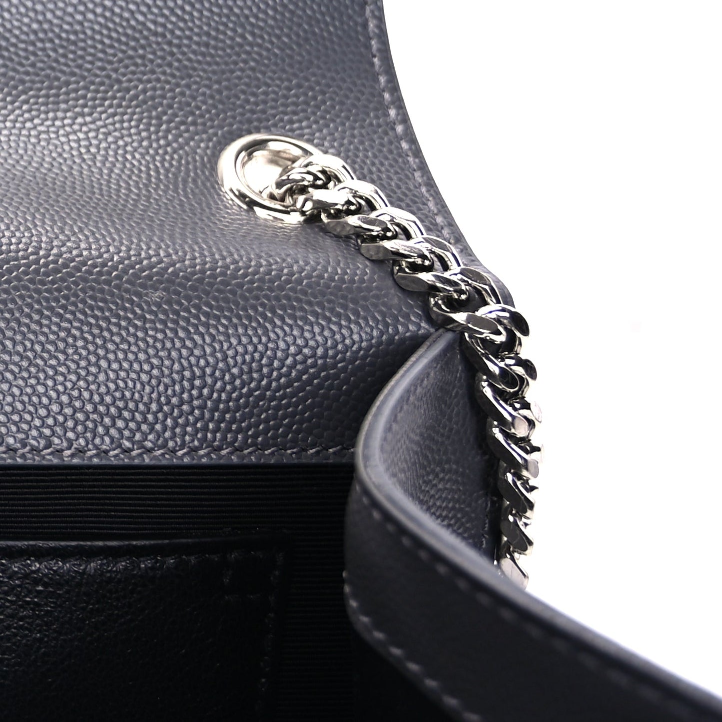 Saint Laurent Grain De Poudre Medium Classic Monogram Kate Satchel Fog